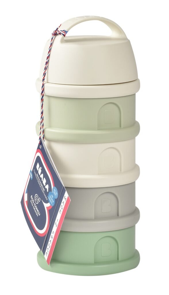 Formula Milk Container - 4 Compartments - Cotton whiteSage green