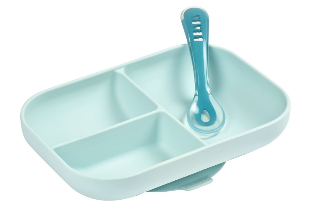 Silicone Suction Divided Plate - Blue
