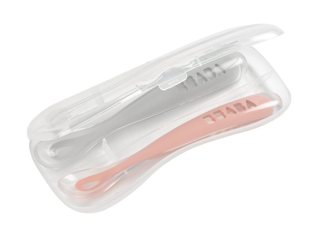 Silicone Spoon 1st Age Set Of 2 + Box - Old Pink