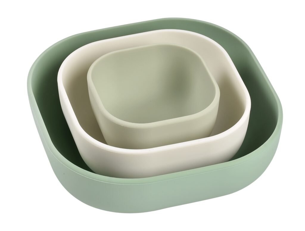 Silicone 3 Piece Nesting Bowl Set - SageGreen/Cotton/MistyGreen