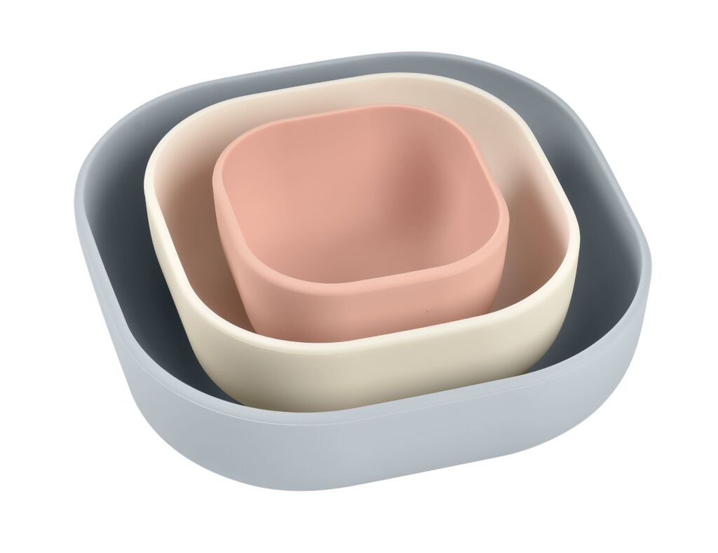 Silicone 3 Piece Nesting Bowl Set - VelvetGrey/Cotton/