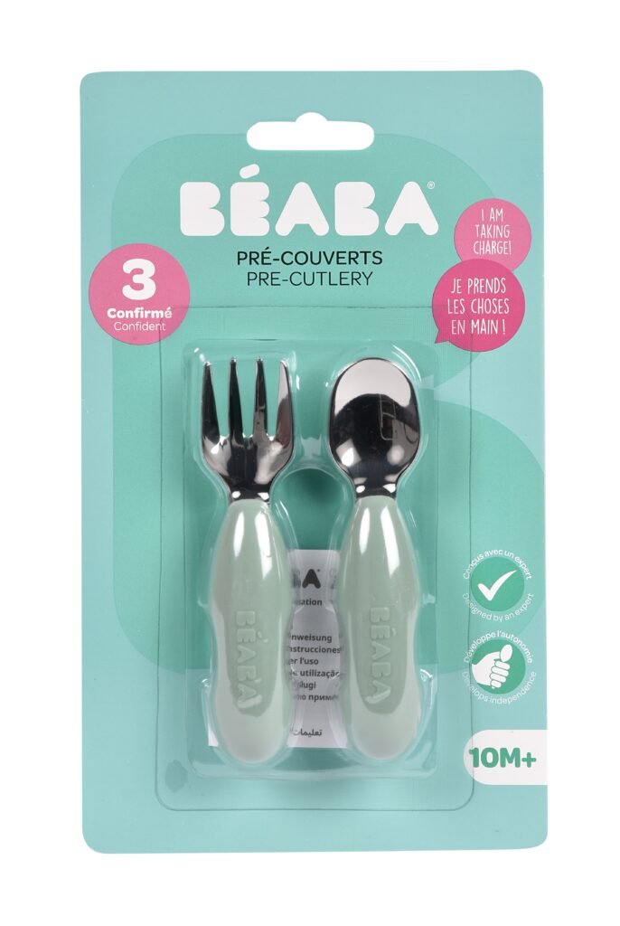 Set of 2 Stainless Steel Pre-Cutlery - Sage Green