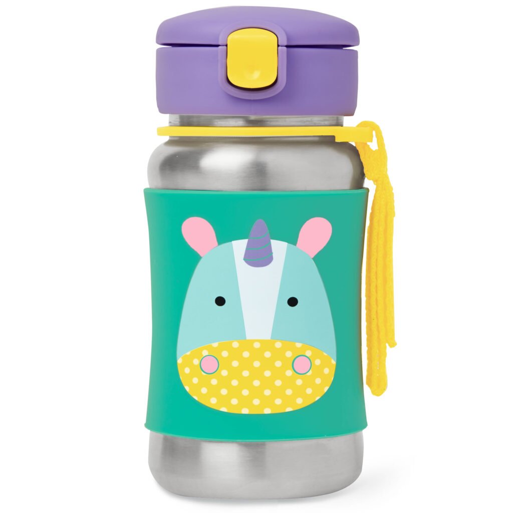 Zoo Stainless Steel Straw Bottle Unicorn