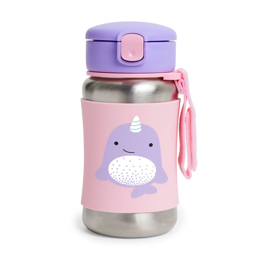 Zoo Stainless Steel Straw Bottle Narwhal