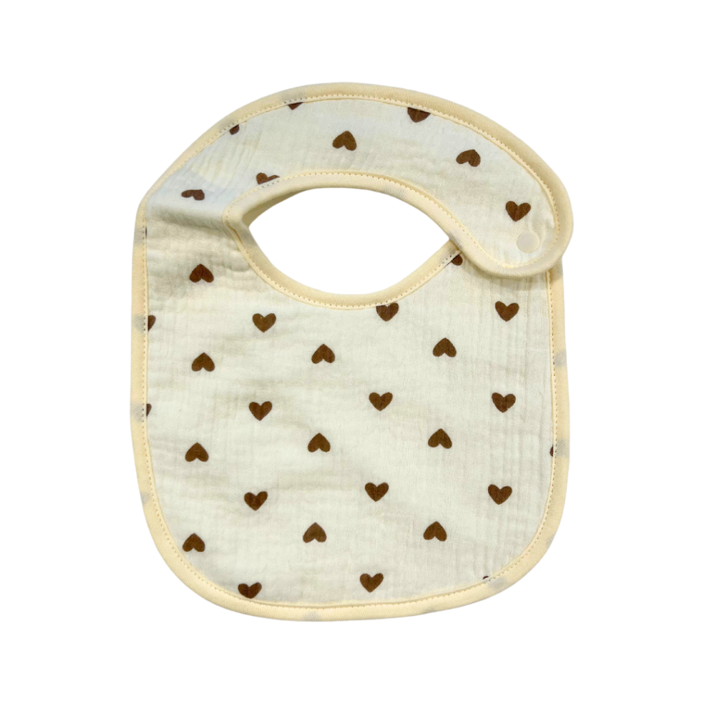 AllBaby Muslin bib Brown Hearts