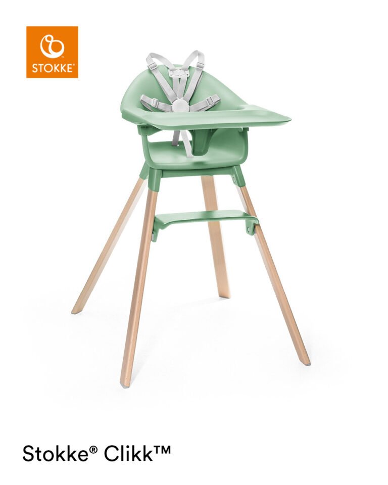 Stokke® Clikk™ High Chair, Natural, Clover Green.