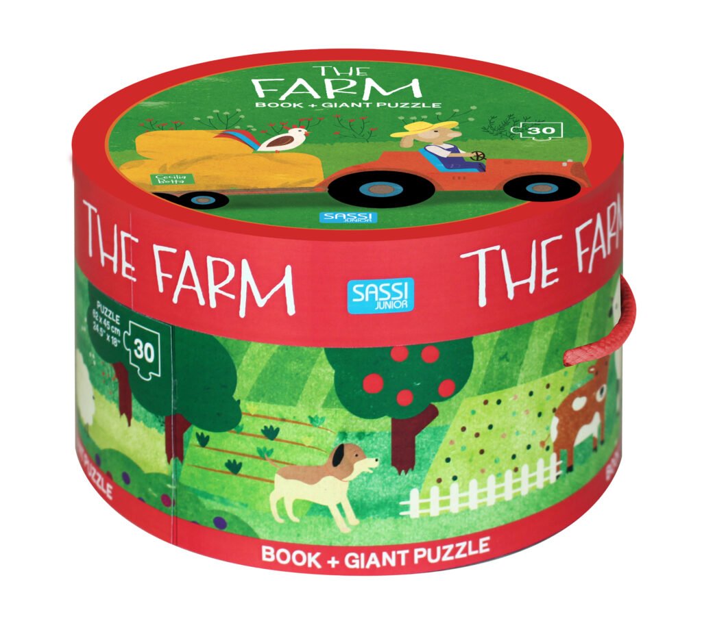 Book And Giant Puzzle Round Box The Farm