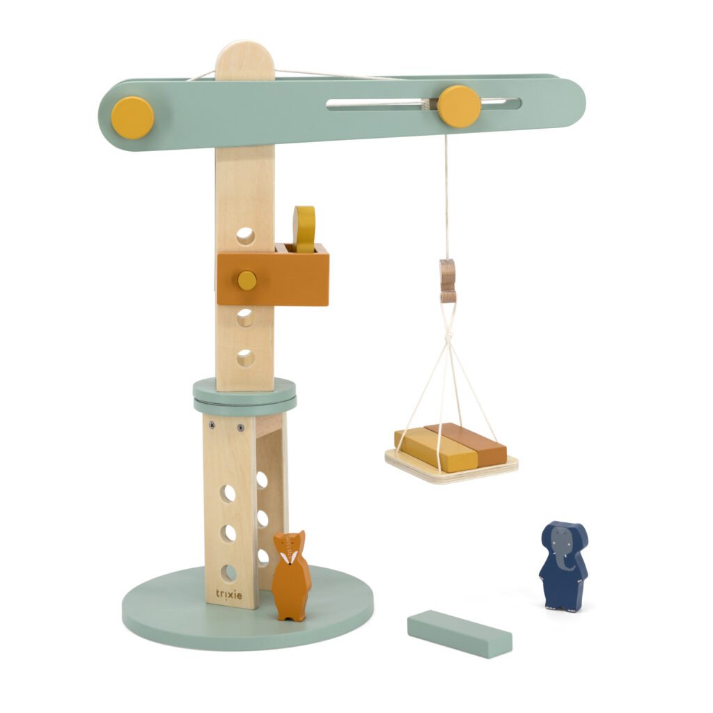 Wooden construction crane