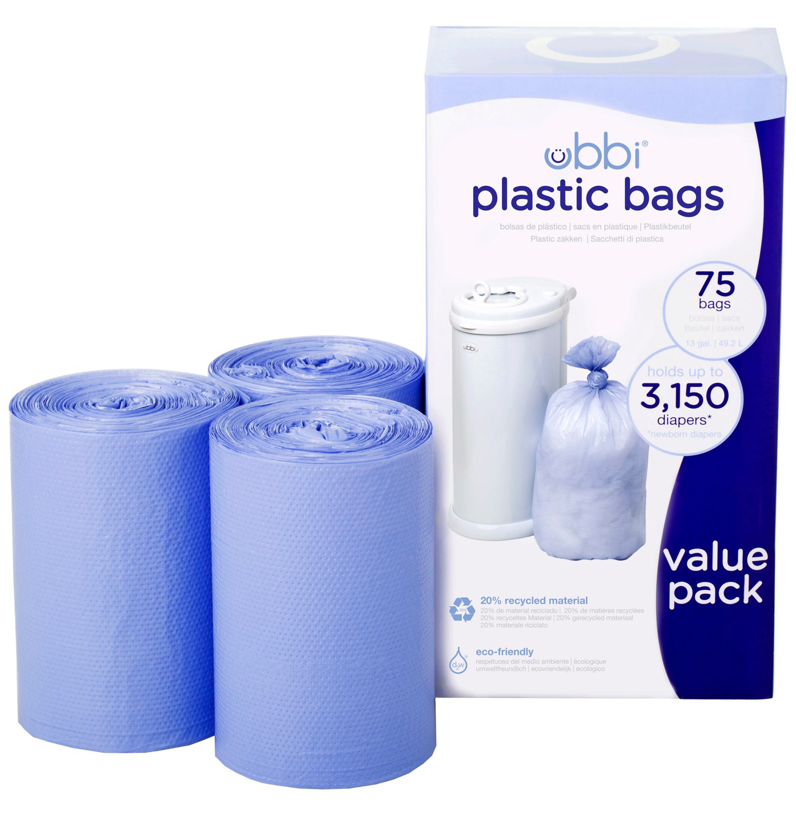 Ubbi – 3-Pack Plastic Bags  Periwinkle