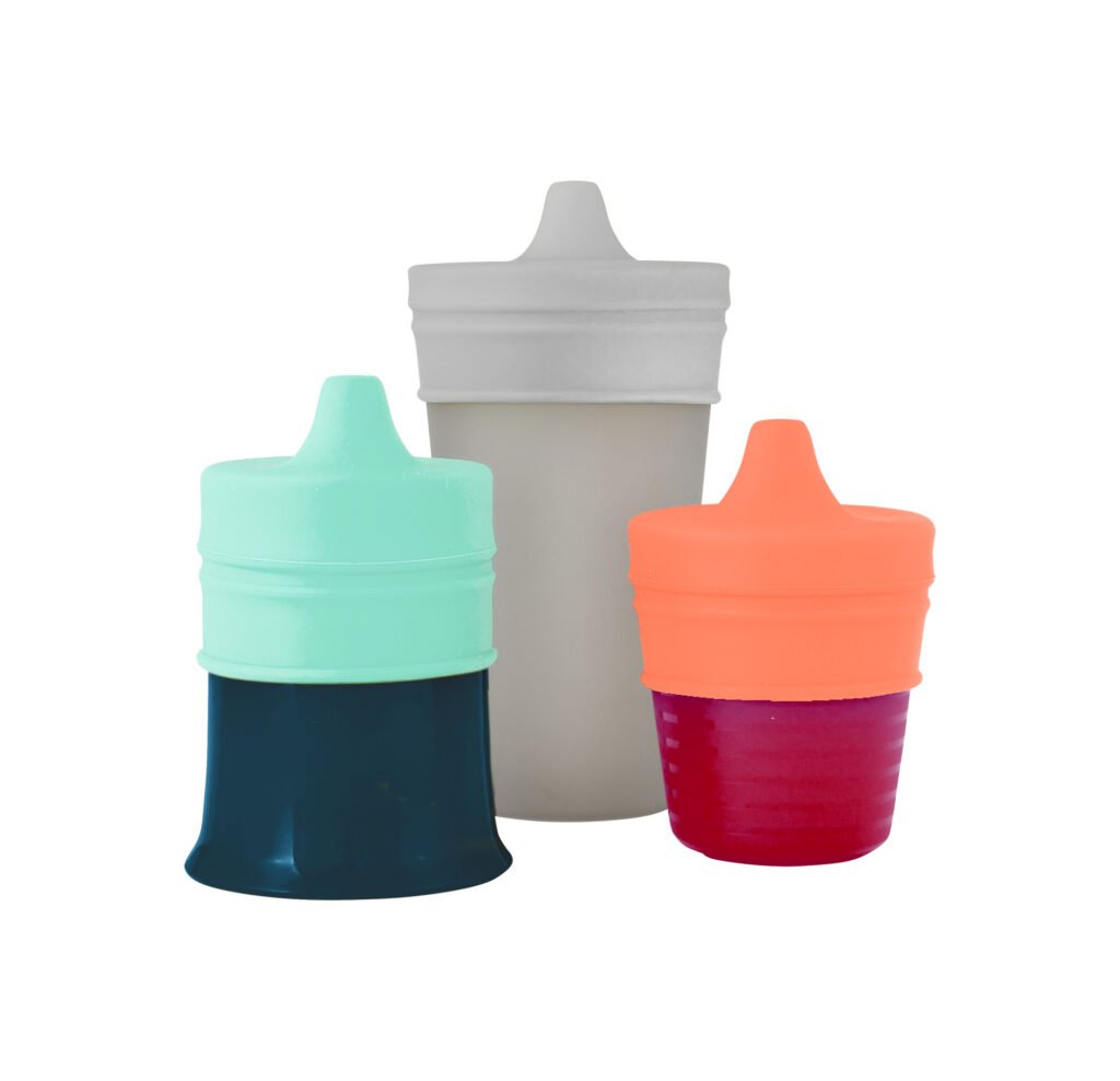Boon -SNUG Stretchy Silicone Reusable Spout Lids Spout with containers - Boy