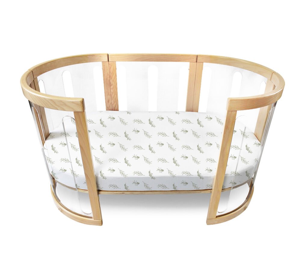 Amani Bebe Jersey Cotton Oval Fitted Sheet - Olive