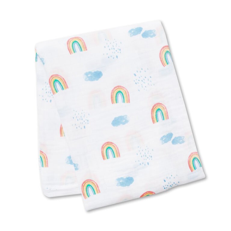 LJ440 - RainbowSkyCottonSwaddle - folded