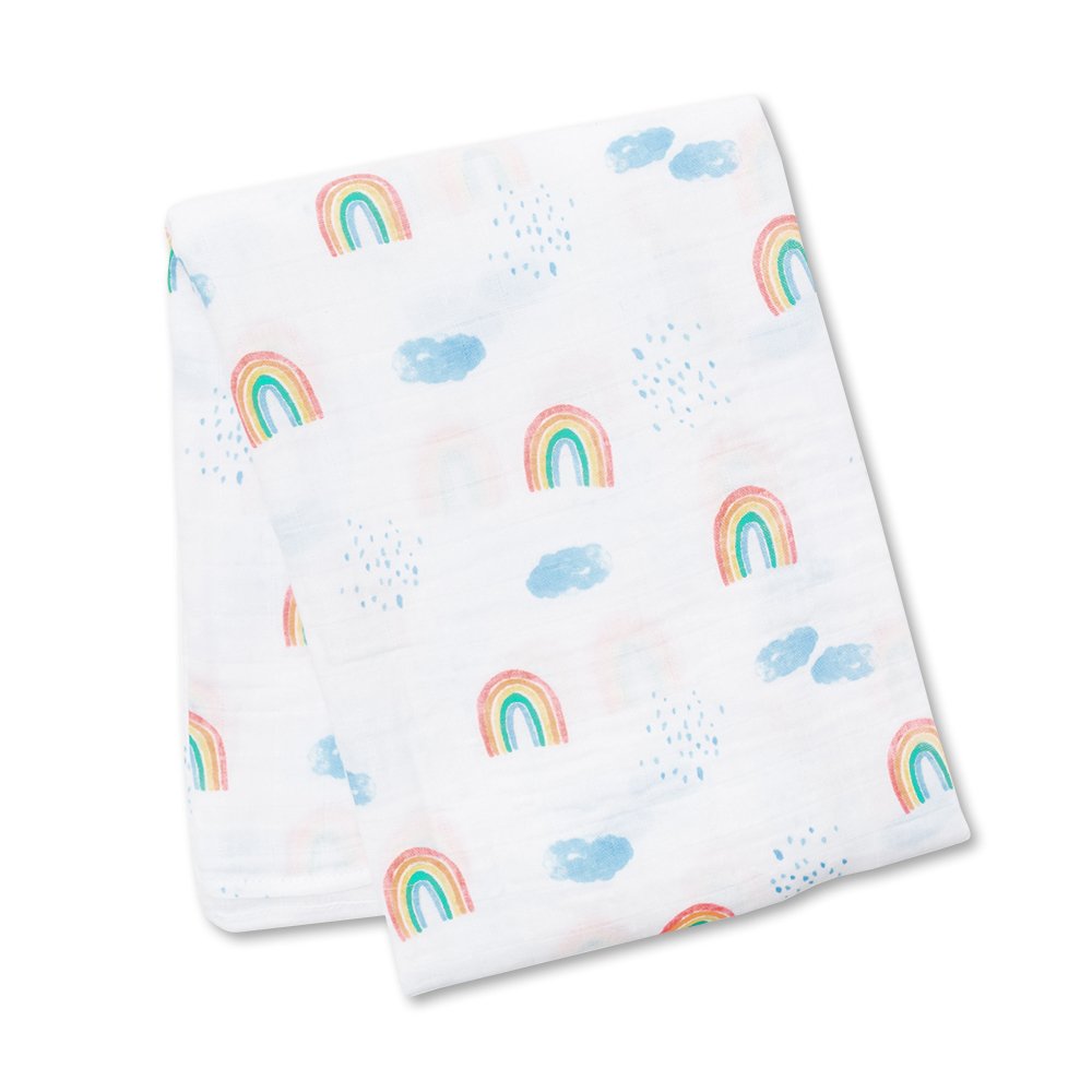 LJ440 - RainbowSkyCottonSwaddle - folded
