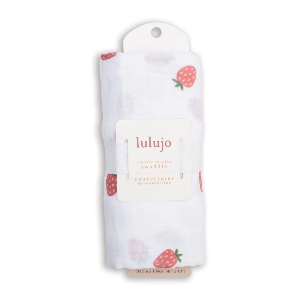 Muslin Swaddle L  (100cm x 100cm) - Strawberries