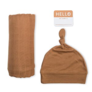 Bamboo Hat and Swaddle Blanket - Tan