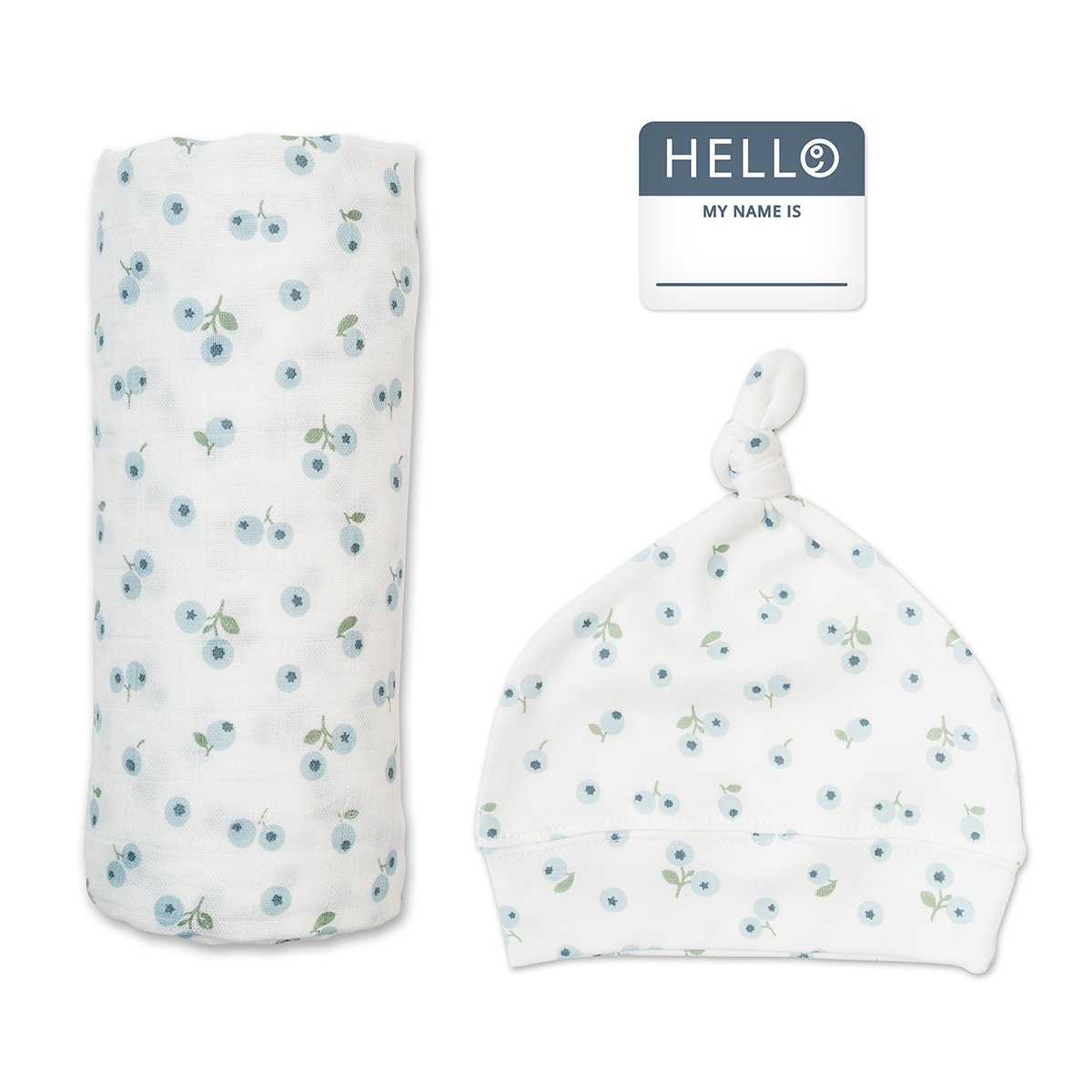 Bamboo Hat and Swaddle Blanket – Blueberries