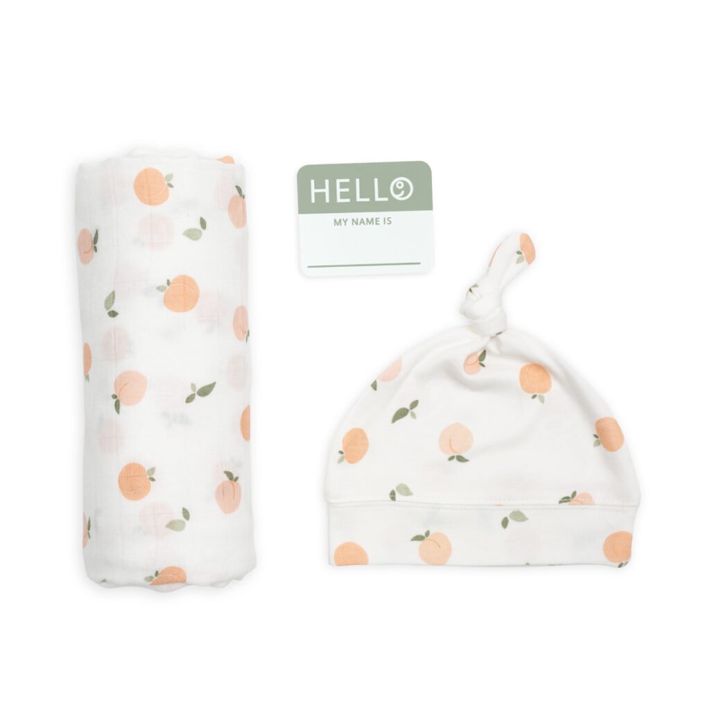 Bamboo Hat and Swaddle Blanket - Peaches
