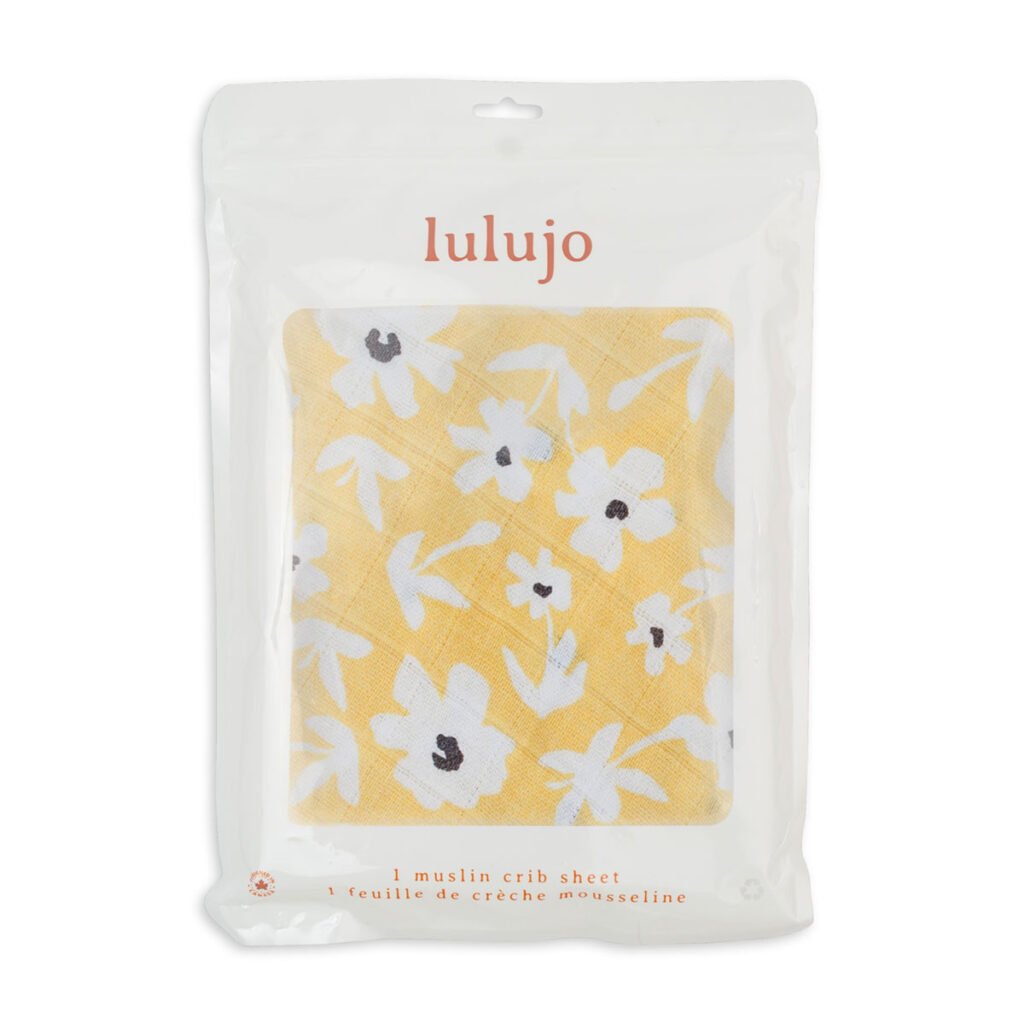 Muslin Crib Sheet (135cm x 70cm) - Yellow Wildflowers