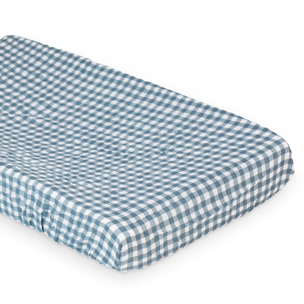 Muslin Change Pad Cover (80cm x 40cm) - Navy Gingham