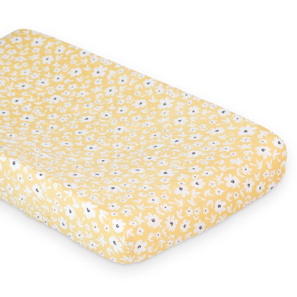 Muslin Change Pad Cover (80cm x 40cm) - Yellow Wildflowers