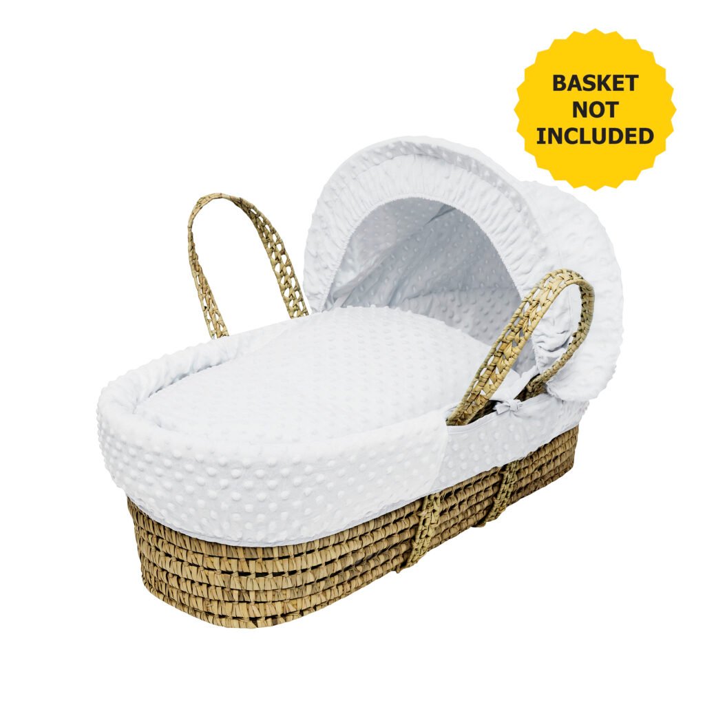White Dimple Moses Basket Bedding Set