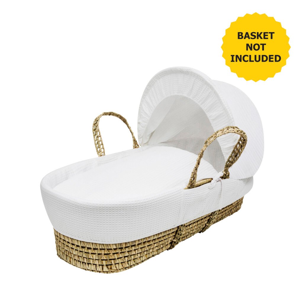 White Waffle Moses Basket Bedding Set
