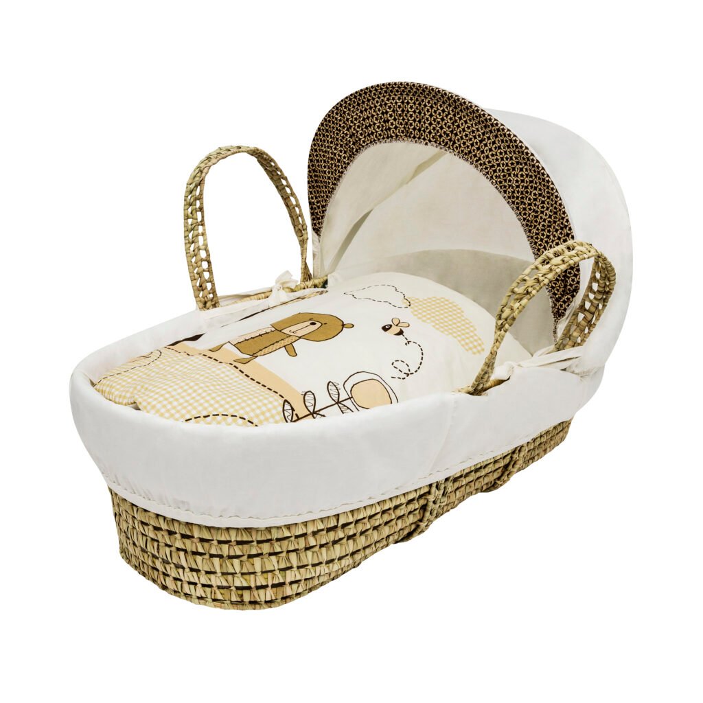 Tiny Ted Cream Palm Moses Basket