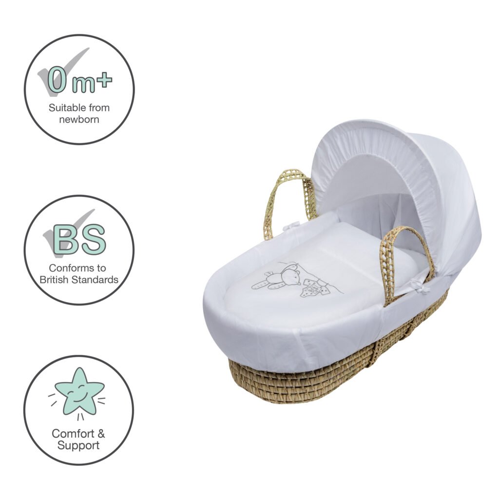 White Teddy Wash Day Palm Moses Basket