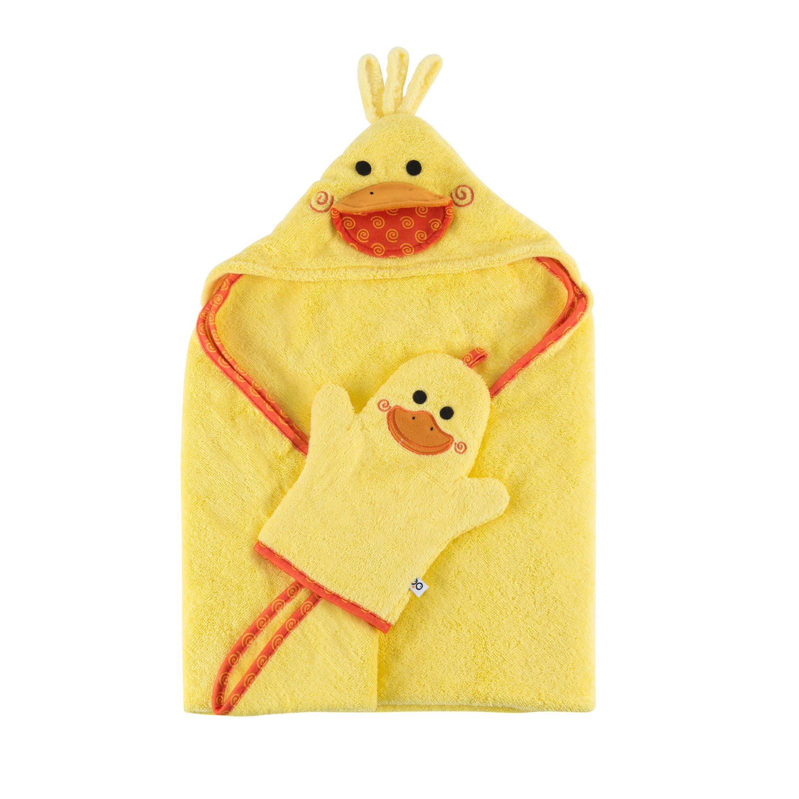 11201A - Puddles the Duck ZOOCCHINI 100% Cotton Terry Baby Hooded Bath Towel+Mitt Set