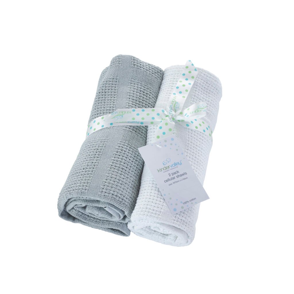 White & Grey 2 Pack Cotton Cellular Blanket