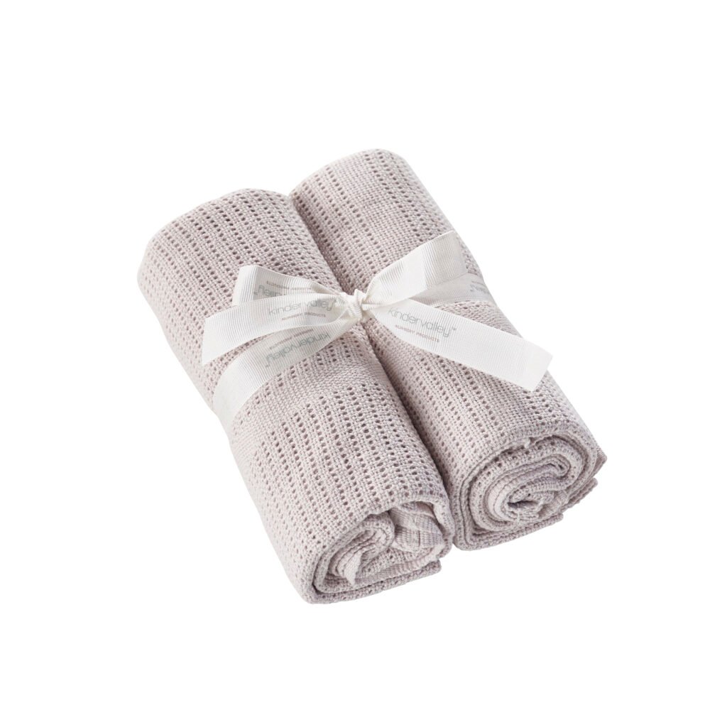 Grey 2 Pack Cotton Cellular Blanket