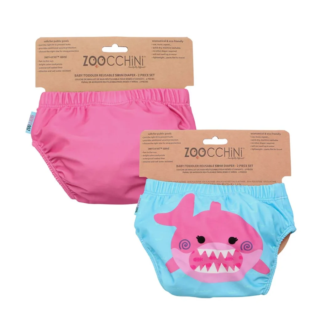 Reusable Swim Diaper Set ( 2 pcs) Pink Shark