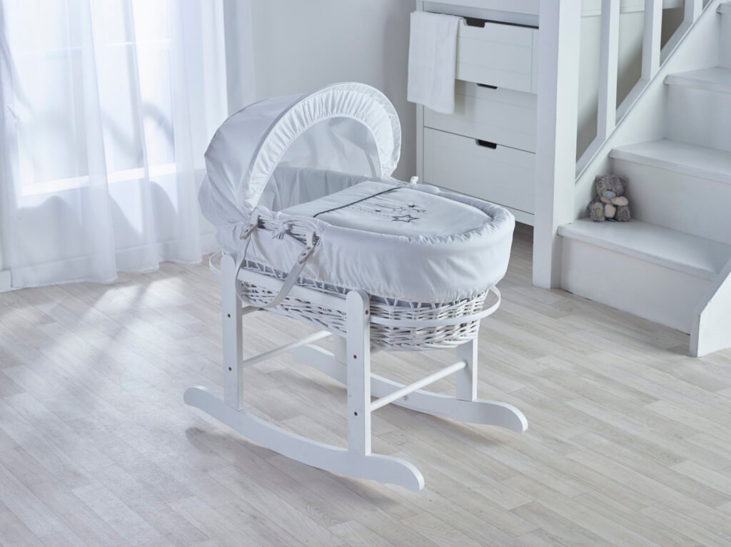 white wish upon a star white wicker Moses Basket