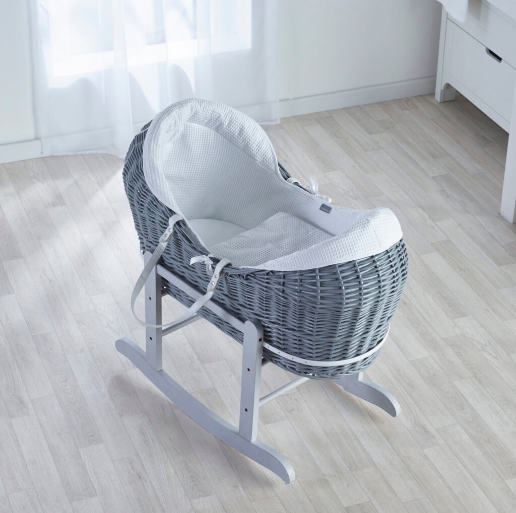 White Waffle Grey Pod Moses Basket