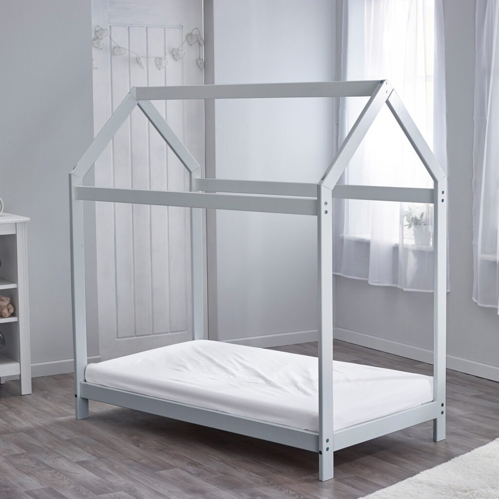 Harper Toddler Bed House Grey with Pocket Sprung Mattress - Kids House Bed