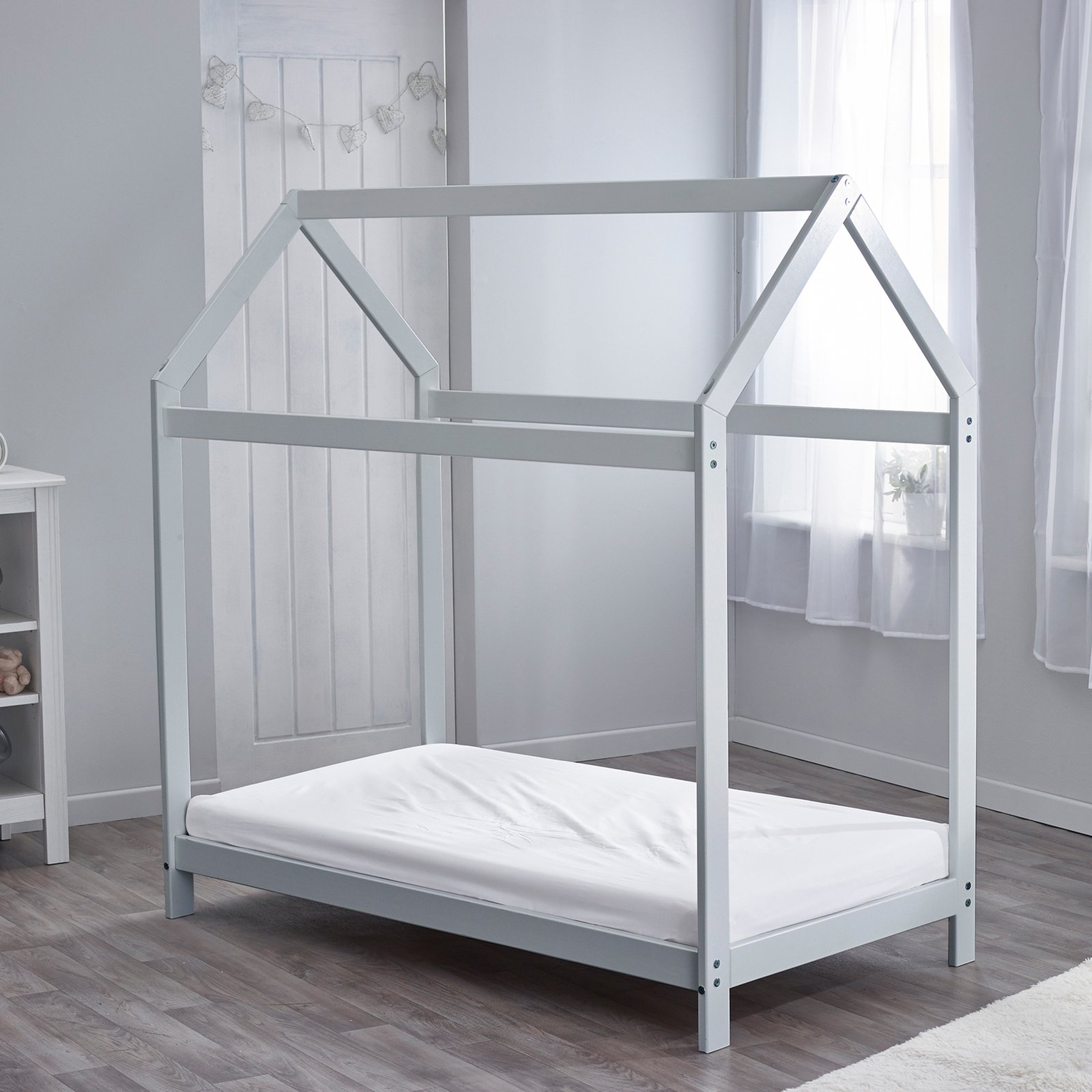 Harper Toddler Bed House Grey with Pocket Sprung Mattress – Kids House Bed