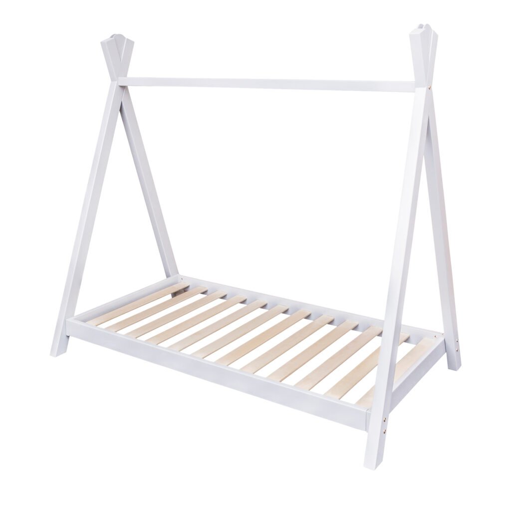 Teepee Toddler Bed White with Spring Mattress