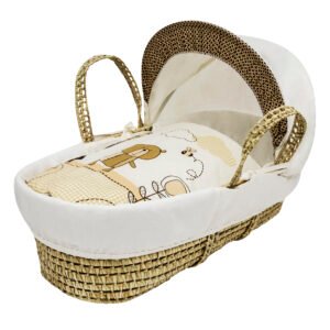 Tiny Ted Cream Palm Moses Basket with Opal Folding Stand Natural