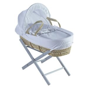 Three Little Sheep Palm Moses Basket with Folding Stand Grey