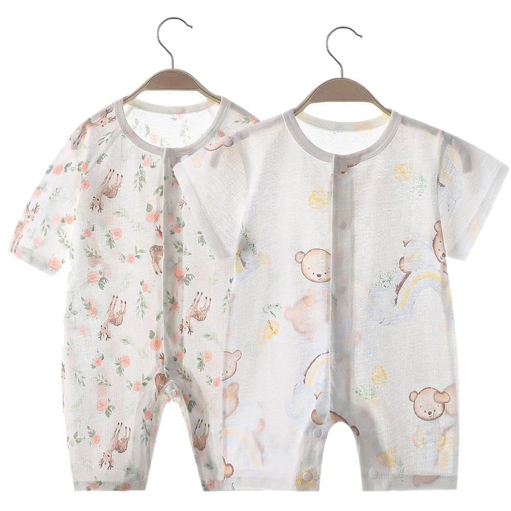 brown bear &Woodland short sleeve rumper