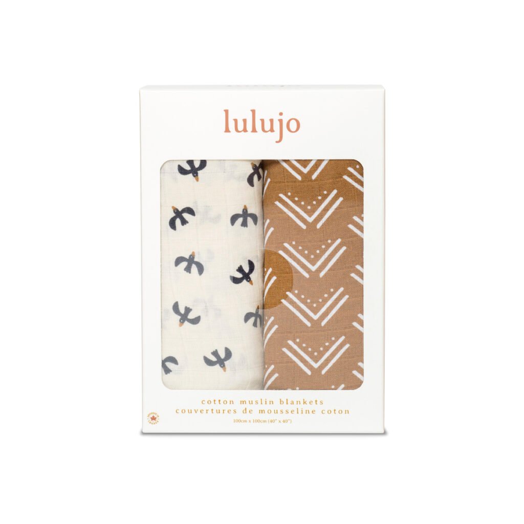 2-pack Cotton Swaddles - Mudcloth & Black Birds