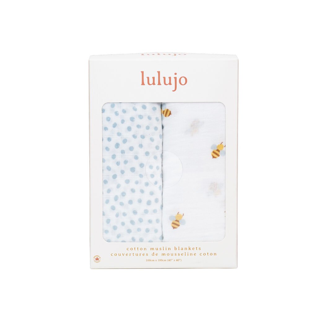 2-pack Cotton Swaddles - Bees & Dots