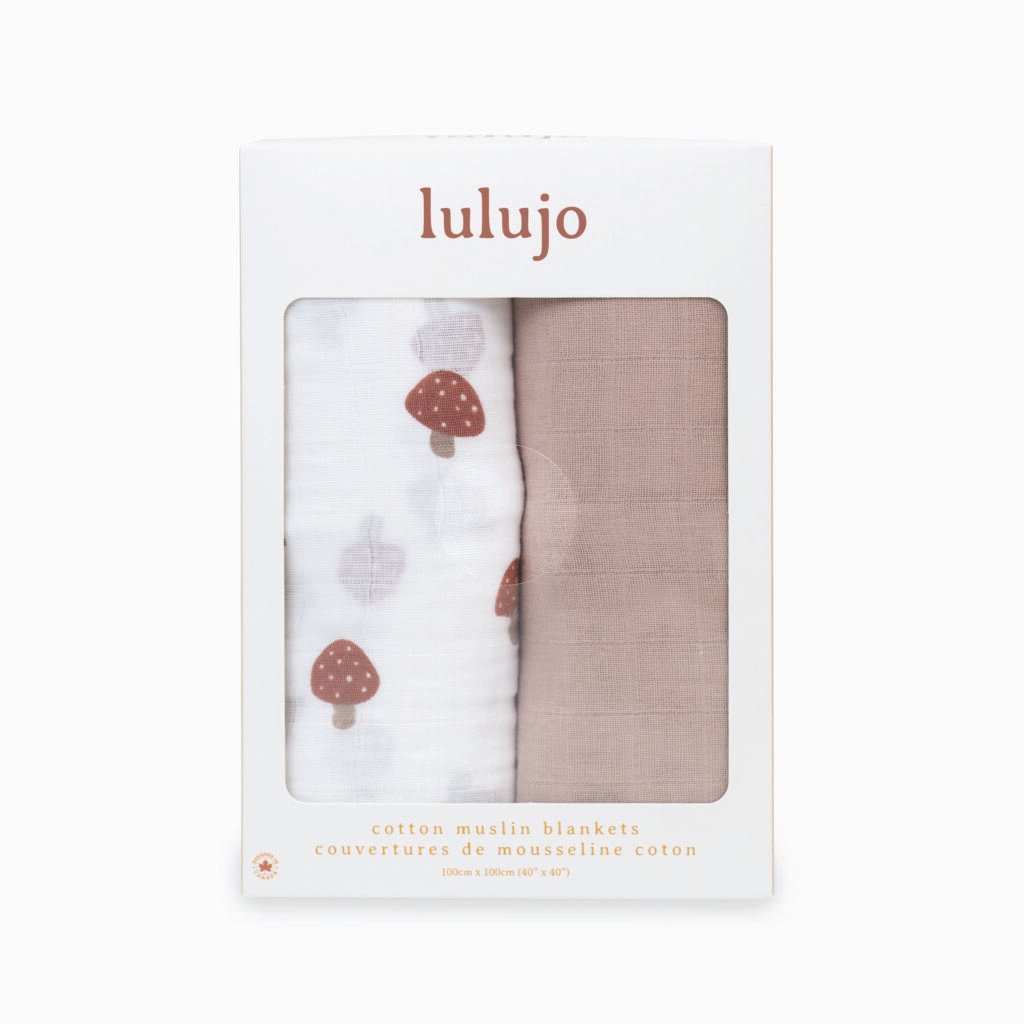 2-pack Cotton Swaddles - Mushroom & Sand