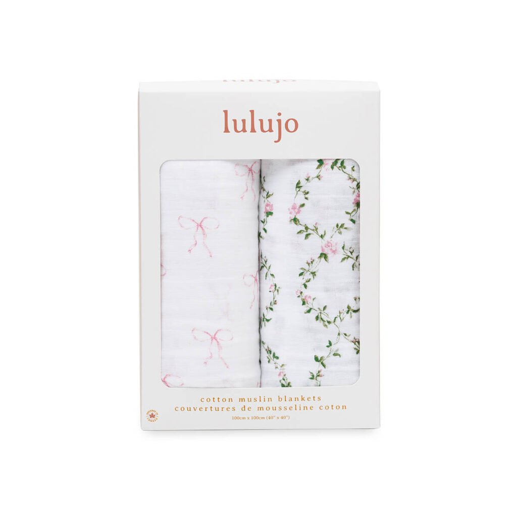 2-pack Cotton Swaddles - Bows / Rose Trellis