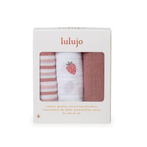 3-Pack Muslin Cloths 100% cotton (70cm x 70cm) - Strawberries