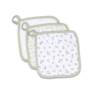 3-pack Wash Cloths - Blueberries, White & Greenery