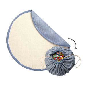 Organic Playmat and Storage Bag - Grid Blue
