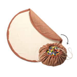 Organic Playmat and Storage Bag - Grid Brown