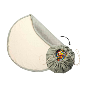 Organic Playmat and Storage Bag - Grid Green