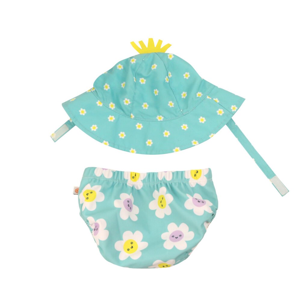 Baby Swim Diaper & Sun Hat Set - Daisy